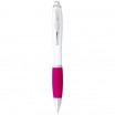 Bílé kuličkové pero Nash s barevným úchopem, bílá/růžová