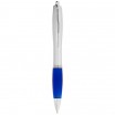Stříbrné kuličkové pero Nash s barevným úchopem, královská modrá