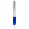 Stříbrné kuličkové pero Nash s barevným úchopem, královská modrá
