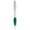 Stříbrné kuličkové pero Nash s barevným úchopem, tmavě zelená