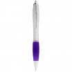 Stříbrné kuličkové pero Nash s barevným úchopem, fialová