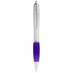 Stříbrné kuličkové pero Nash s barevným úchopem, fialová