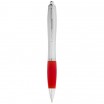 Stříbrné kuličkové pero Nash s barevným úchopem, červená